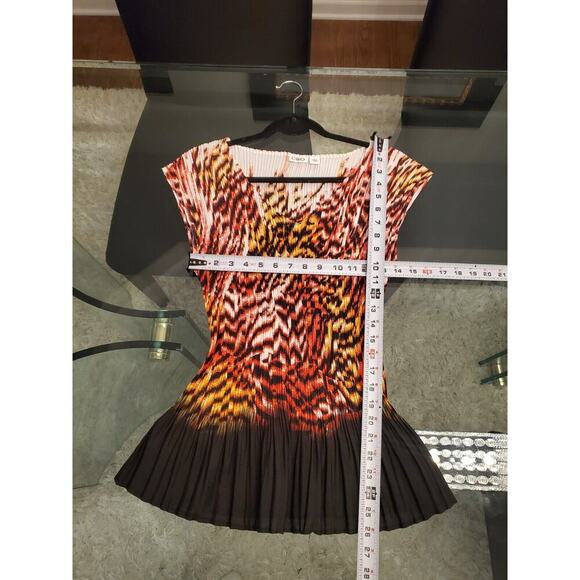 Cato Women Multi Pleated 100% Polyester Scoop Neck Short Sleeve Top Blouse Large - Picture 10 of 11